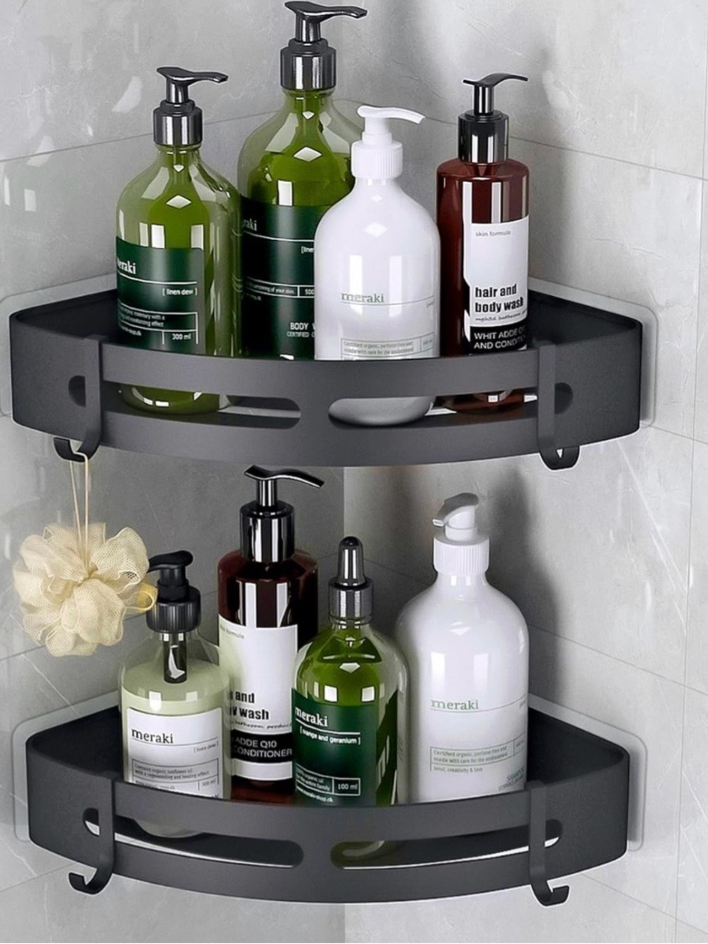 Mayhomy Black Corner Shower Corner shelf.